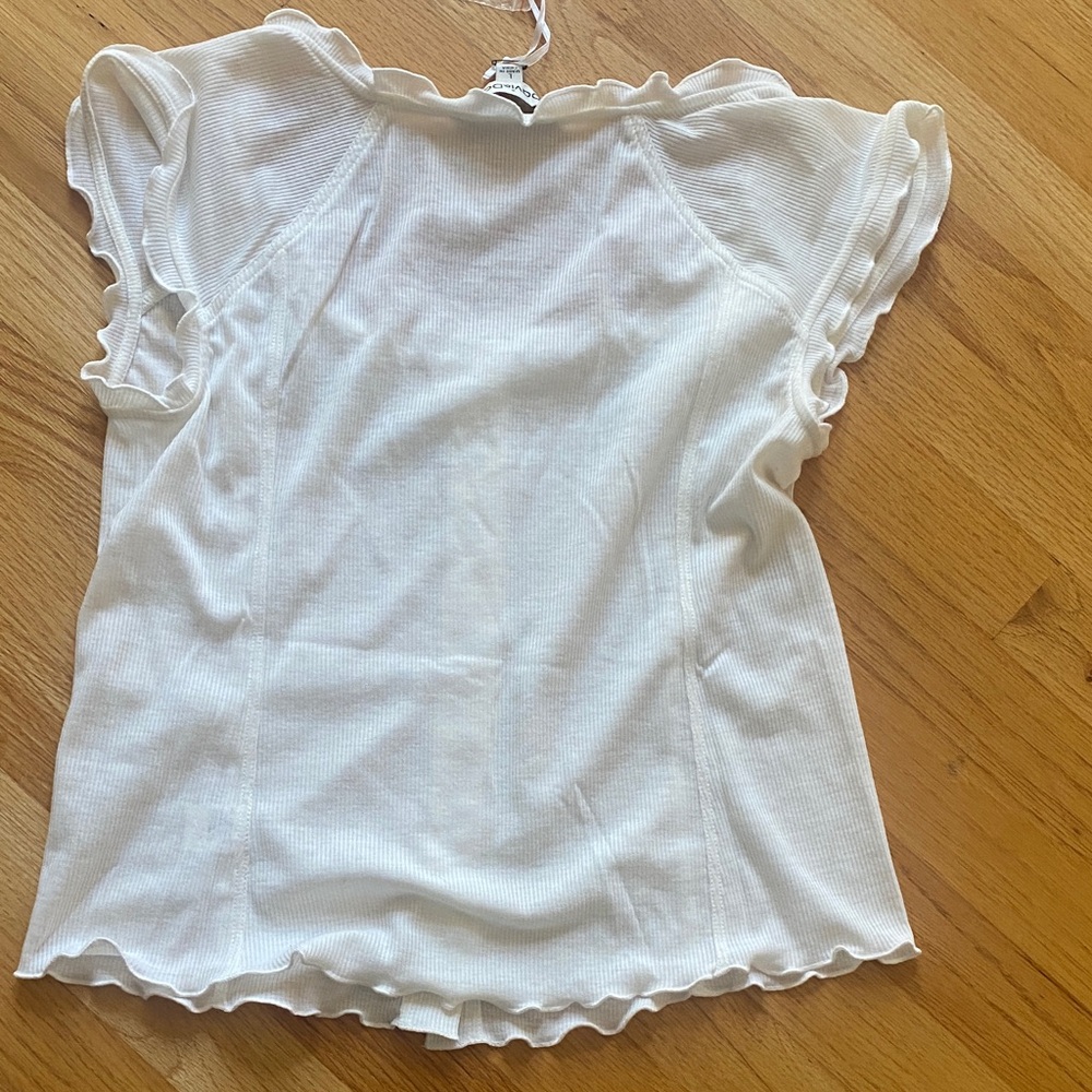 White Ruffled Button-Up Top - Picture 7 of 9